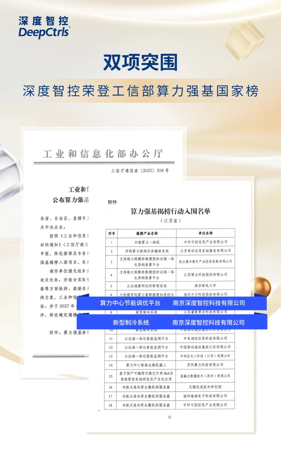 双项突围！深度智控荣登工信部算力强基国家榜，全省唯一！相关配图1